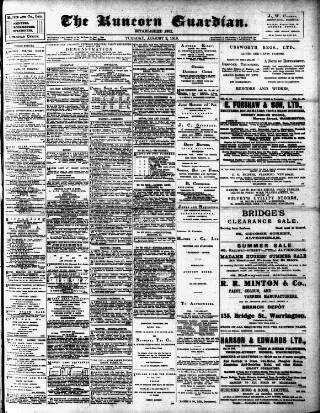 cover page of Runcorn Guardian published on August 2, 1910