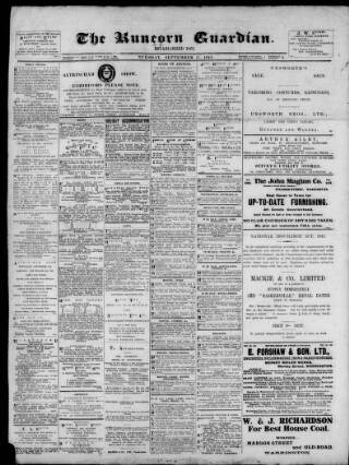 cover page of Runcorn Guardian published on September 17, 1912