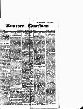 cover page of Runcorn Guardian published on June 18, 1918