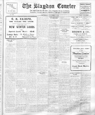cover page of Blaydon Courier published on November 2, 1929