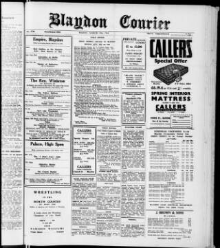 cover page of Blaydon Courier published on March 19, 1954