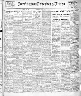 cover page of Accrington Observer and Times published on February 2, 1915