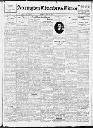 cover page of Accrington Observer and Times published on May 2, 1916