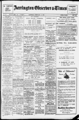 cover page of Accrington Observer and Times published on February 2, 1918