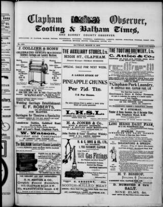 cover page of Clapham Observer published on March 19, 1904