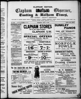 cover page of Clapham Observer published on May 4, 1907