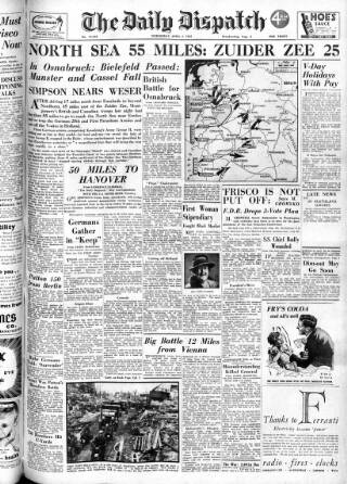 cover page of Daily Dispatch (Manchester) published on April 4, 1945