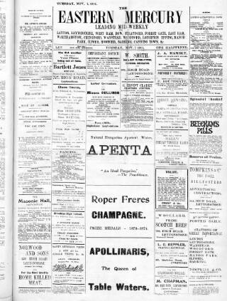 cover page of Eastern Mercury published on November 7, 1911
