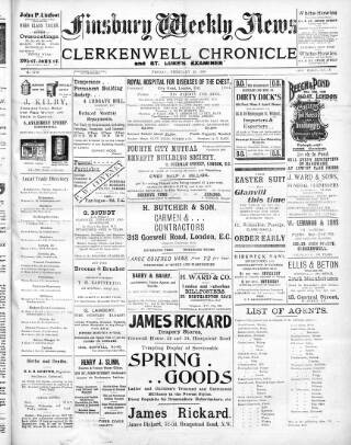 cover page of Finsbury Weekly News and Chronicle published on February 25, 1910