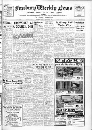 cover page of Finsbury Weekly News and Chronicle published on March 19, 1965