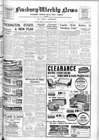 cover page of Finsbury Weekly News and Chronicle published on September 17, 1965