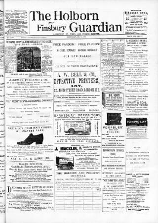 cover page of Holborn and Finsbury Guardian published on May 4, 1901