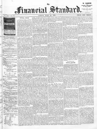 cover page of Financial Standard published on June 20, 1891