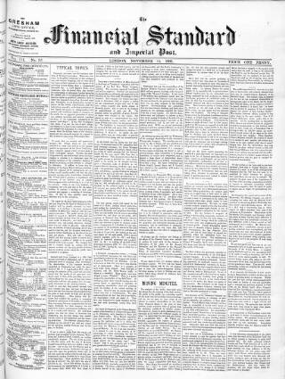 cover page of Financial Standard published on November 14, 1891