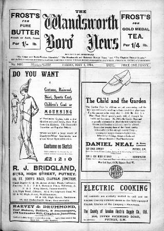 cover page of Wandsworth Borough News published on May 1, 1914
