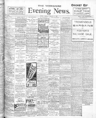 cover page of Yorkshire Evening News published on August 2, 1907