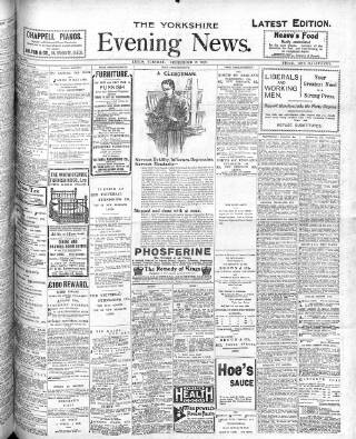 cover page of Yorkshire Evening News published on September 17, 1907