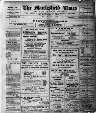 cover page of Macclesfield Times published on November 2, 1917