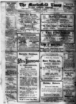 cover page of Macclesfield Times published on June 18, 1920