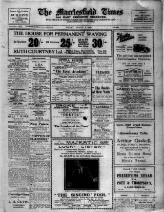 cover page of Macclesfield Times published on August 2, 1929