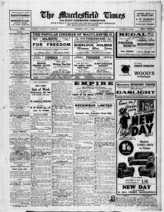 cover page of Macclesfield Times published on May 2, 1940