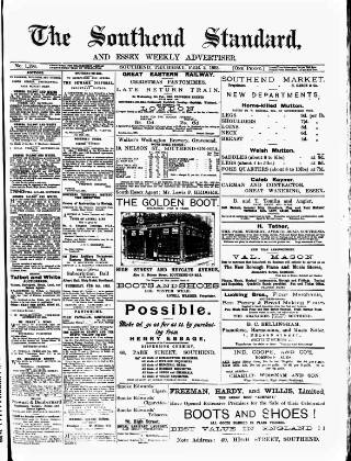 cover page of Southend Standard and Essex Weekly Advertiser published on February 2, 1893