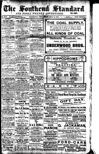 cover page of Southend Standard and Essex Weekly Advertiser published on May 4, 1916
