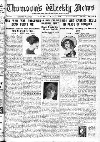 cover page of Thomson's Weekly News published on June 18, 1921