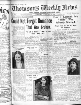 cover page of Thomson's Weekly News published on February 18, 1933