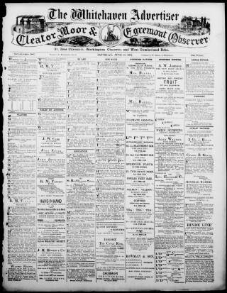 cover page of Whitehaven Advertiser and Cleator Moor and Egremont Observer published on June 18, 1892