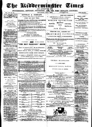 cover page of Kidderminster Times and Advertiser for Bewdley & Stourport published on May 2, 1874