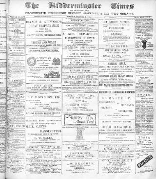 cover page of Kidderminster Times and Advertiser for Bewdley & Stourport published on February 1, 1902