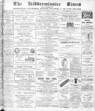 cover page of Kidderminster Times and Advertiser for Bewdley & Stourport published on September 27, 1902
