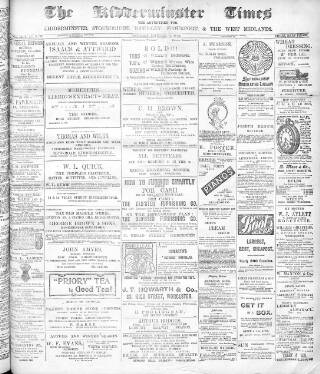 cover page of Kidderminster Times and Advertiser for Bewdley & Stourport published on November 8, 1902
