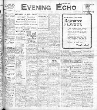 cover page of Evening Echo (Cork) published on November 2, 1909