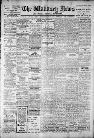 cover page of Wallasey News and Wirral General Advertiser published on May 4, 1910