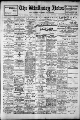 cover page of Wallasey News and Wirral General Advertiser published on June 18, 1910