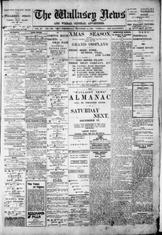 cover page of Wallasey News and Wirral General Advertiser published on December 14, 1910