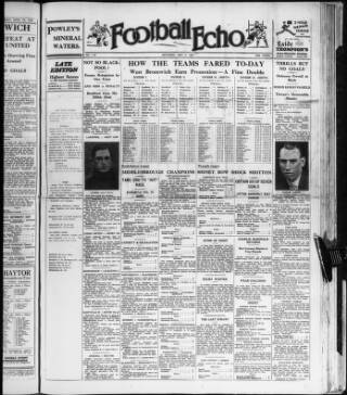 cover page of Football Echo (Sunderland) published on May 2, 1931