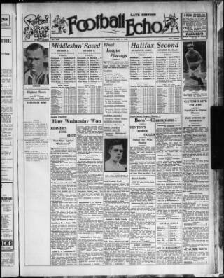 cover page of Football Echo (Sunderland) published on May 4, 1935