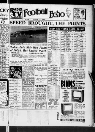cover page of Football Echo (Sunderland) published on August 27, 1955
