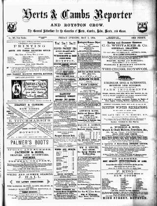 cover page of Herts & Cambs Reporter & Royston Crow published on May 2, 1884