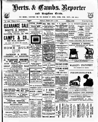 cover page of Herts & Cambs Reporter & Royston Crow published on February 2, 1906