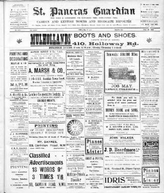 cover page of St. Pancras Guardian and Camden and Kentish Towns Reporter published on May 12, 1922