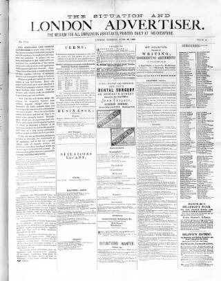 cover page of Situation and London Advertiser published on June 26, 1888