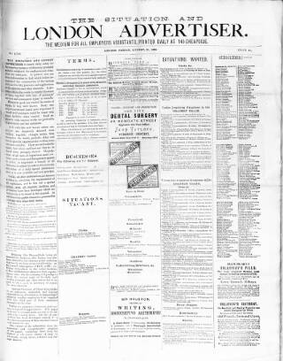 cover page of Situation and London Advertiser published on August 31, 1888