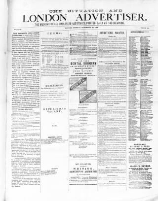 cover page of Situation and London Advertiser published on November 26, 1888