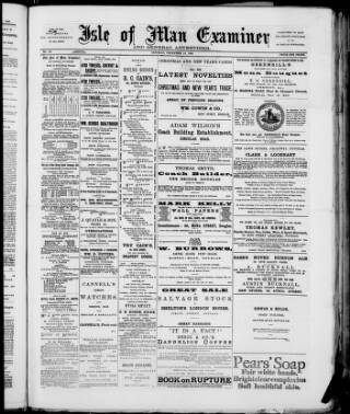 cover page of Isle of Man Examiner published on December 14, 1889