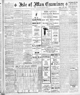 cover page of Isle of Man Examiner published on February 2, 1918