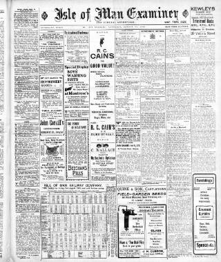 cover page of Isle of Man Examiner published on August 10, 1918